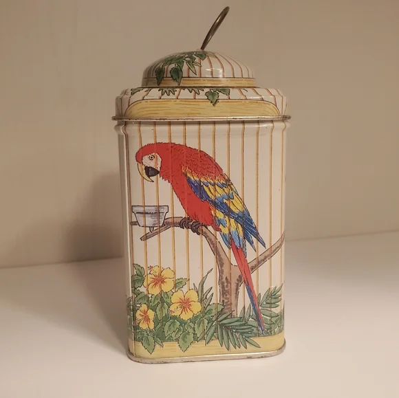 Bird Cage Vintage Toucan Macaw Parrot Tin - Picture 2 of 9